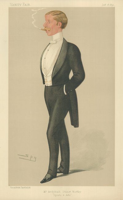 Mr. Archibald John Stuart-Wortley, Sport und Kunst, 18. Januar 1890, Vanity Fair Karikatur von Leslie Matthew Ward