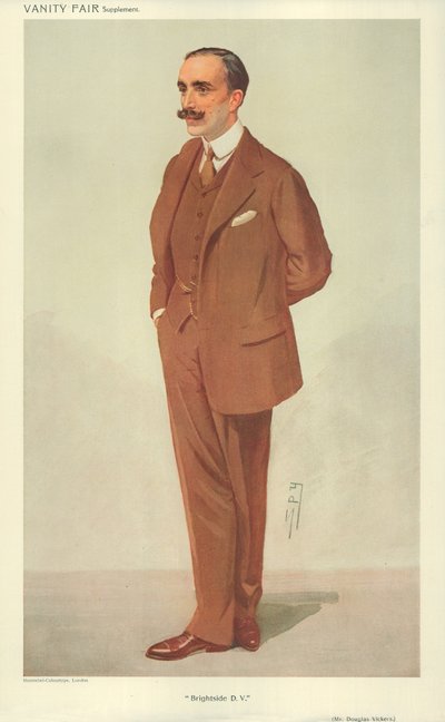 Mr. Douglas Vickers, Brightside DV, 30. Dezember 1909, Vanity Fair Karikatur von Leslie Matthew Ward