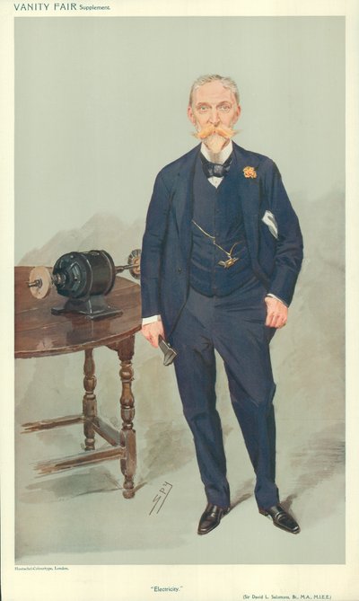 Sir David L Salomons, Elektrizität, nd, Vanity Fair Karikatur von Leslie Matthew Ward