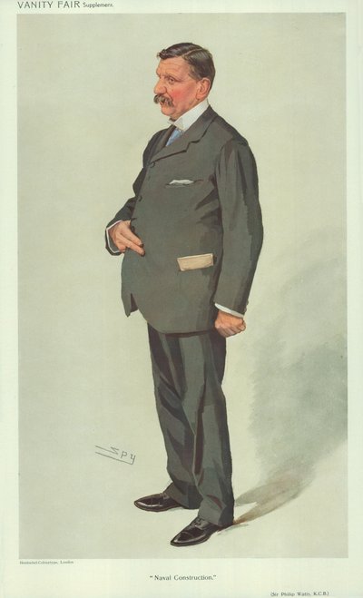 Sir Philip Watts, Schiffbau, 7. April 1910, Vanity Fair Karikatur von Leslie Matthew Ward