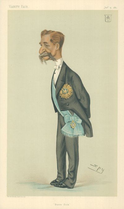 Sir Richard Temple, Bart, Burra Dick, 15. Januar 1881, Vanity Fair Karikatur von Leslie Matthew Ward