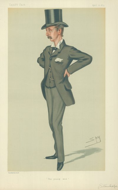 Der ehrenwerte Edward Stanhope MP, Der junge Mann, 12. April 1879, Vanity Fair Karikatur von Leslie Matthew Ward