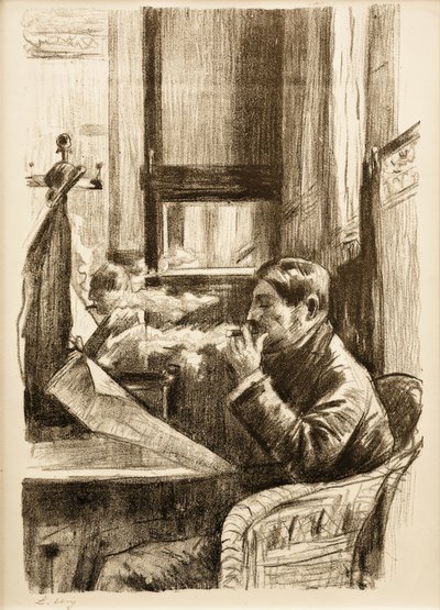 Rauchender Herr im Café I von Lesser Ury