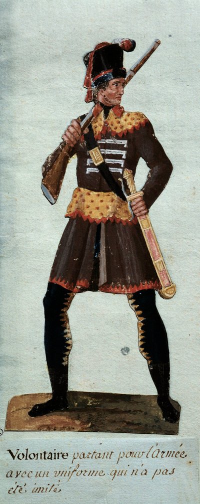 Französische Revolution: Freiwilliger Aufbruch zur Armee. Gouache der Brüder Lesueur, Musée Carnavalet, Paris von Lesueur Brothers