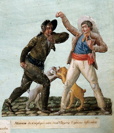 Französische Revolution: Zwei Bürger kämpfen. Gouache der Brüder Lesueur (18. Jahrhundert) von Lesueur Brothers