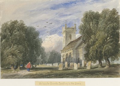 Bradley-in-the-Moors Kirche: Aquarell, undatiert [ca. 1830-1840] von Lewis John Wood
