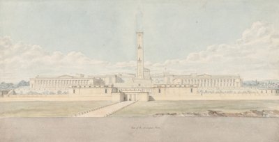 Perspektivische Ansicht eines fantasievollen Akropolis-Komplexes von Lewis Vulliamy