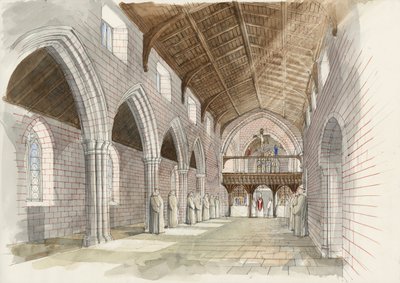 Rekonstruktion des Kirchenschiffs der Abteikirche in Shap Abbey um 1530 von Liam Wales