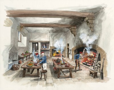 Rekonstruktion der Küche in Hardwick Old Hall im Jahr 1601 von Liam Wales