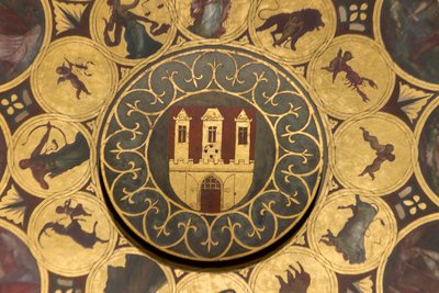 Schloss, Detail des Kalenderzifferblatts, unter der astronomischen Uhr des Altstädter Rathauses, Prag (UNESCO-Welterbeliste) von Unbekannt Unbekannt