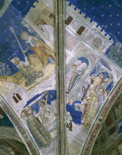 Detail aus dem Gewölbe in der St. Martial-Kapelle, Papstpalast in Avignon, mit Fresken von Unbekannt Unbekannt