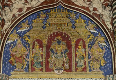 Fresko, das Vishnu darstellt, Thanjavur Maratha-Palast, Tamil Nadu, Indien von Unbekannt Unbekannt