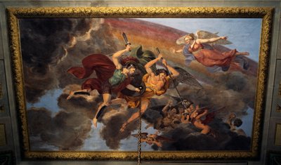 Fresko an der Decke des Schlafzimmers des Königlichen Apartments, Herzogspalast, Lucca, Toskana, Italien (Detail) von Unbekannt Unbekannt