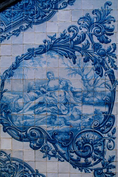 Glasierte Fliesen aus dem Palast der Grafen von Estoi, Estoi, Portugal von Unbekannt Unbekannt