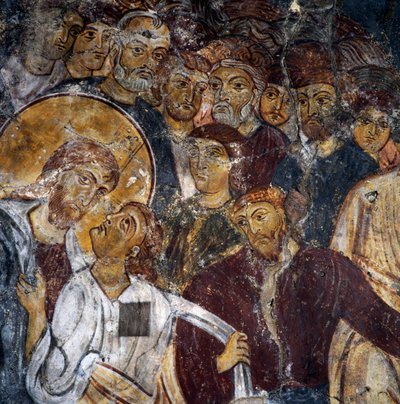 Jesus und die Apostel, Fresken im Inneren des Klosters Panagia Antifonitria, Myriokefala, Kreta, Griechenland von Unbekannt Unbekannt