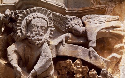 Spanien, Navarra, Ujué, Kirche Santa Maria, Architekturdetail von Unbekannt Unbekannt