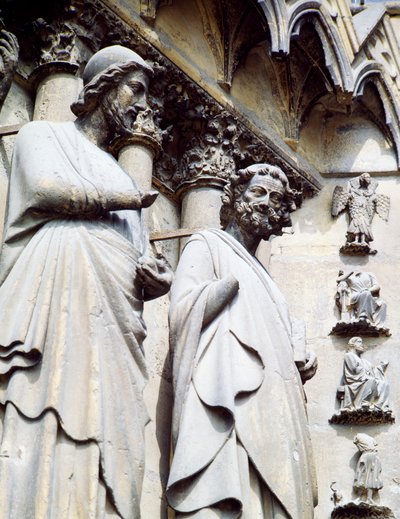 Statue eines Apostels, Detail der Südtür der Kathedrale Notre-Dame (UNESCO-Welterbeliste) von Unbekannt Unbekannt
