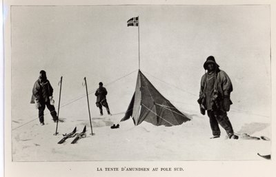 Zelt am Südpol, hinterlassen von Roald Amundsen (1872-1928) im Jahr 1911, 1912 von Lieutenant Henry Robertson Bowers