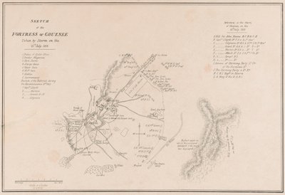 Skizze der Festung Ghuznee. Am 23. Juli 1839 im Sturm erobert von Lieutenant Thomas Wingate