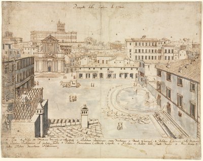 Achtzehn Ansichten von Rom: Der Trevi-Brunnen, 1665 von Lievin Cruyl