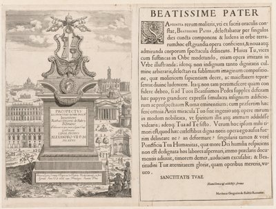Frontispiz aus Prospectus Locurum Urbis Romae Insignium, 1666 von Lievin Cruyl