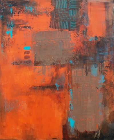 Strukturierte orange-türkise Schichten von Lillian Christiansson