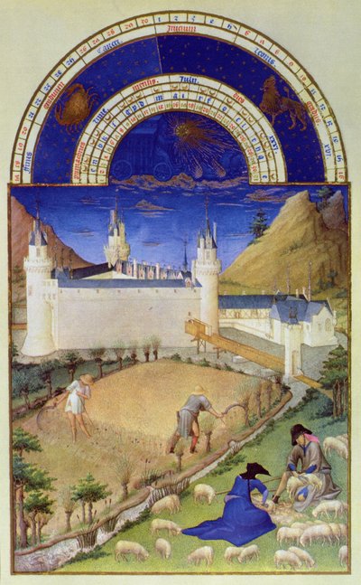 Faksimile von Juli: Ernte und Schafschur, aus den 