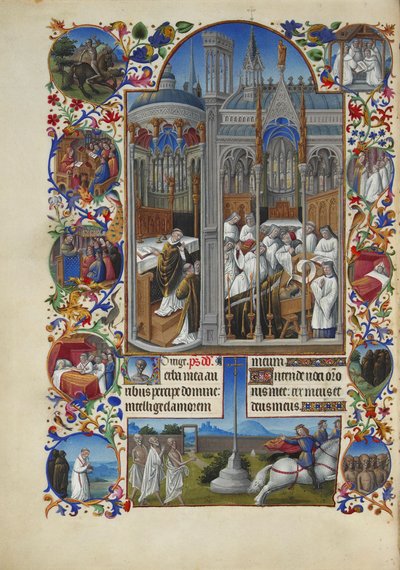 Très Riches Heures des Herzogs von Berry Folio 86, verso - Das Begräbnis von Raymond Diocrès von Limbourg Brothers