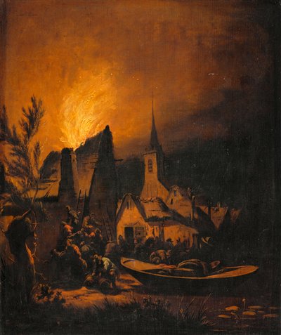 Brand in einem Dorf von Lionel Hamilton-Renwick