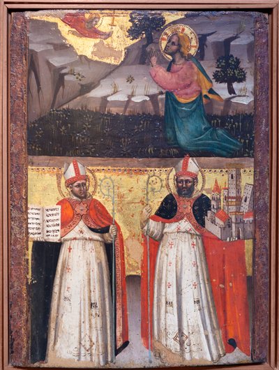 Gebet im Garten. Heilige Ambrosius und Petronius von Lippo di Dalmasio