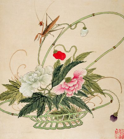 Eines aus einer Serie von Blumen- und Insektenbildern, spätes 19. Jahrhundert von Liu Hua