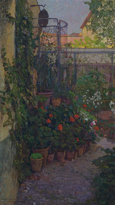 Das Triptychon oder Garten in Blüte (Seitenflügel) 1907 von Llewelyn Lloyd