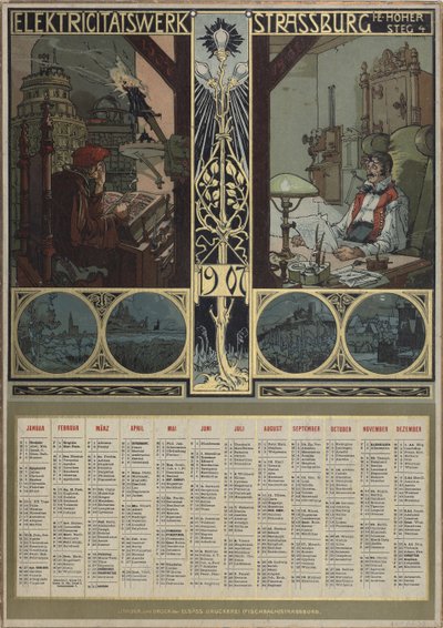 Elektrizitätswerk Straßburg. Kalender für das Jahr 1907, 1906 von Léo Schnug