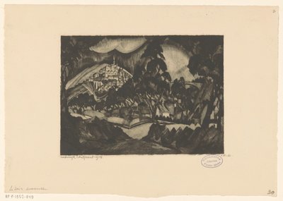 Hügellandschaft mit Bäumen und Bebauung von Lodewijk Schelfhout (signed by artist)