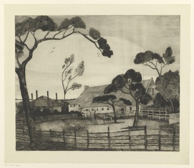 Holländische Landschaft mit Bauernhof und Weideland von Lodewijk Schelfhout (signed by artist)