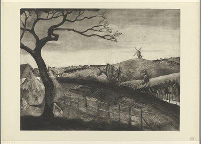 Pflügender Bauer mit einem Ochsen bei Etikhove von Lodewijk Schelfhout (signed by artist)