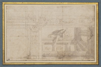 Ignudo, nach einem Deckenfresko in der Sala di Ulisse, Palazzo Poggi, Bologna von Lodovico Carracci