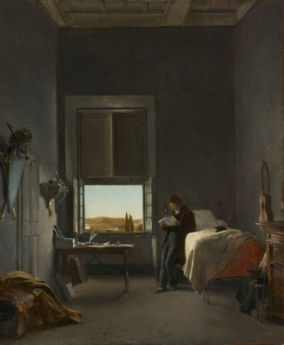 Der Künstler in seinem Zimmer in der Villa Medici, Rom, 1817 von Léon Cogniet