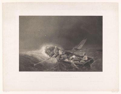 Fischer in einem Ruderboot auf See (Marine gezichten) von Léon Jean Baptiste Sabatier