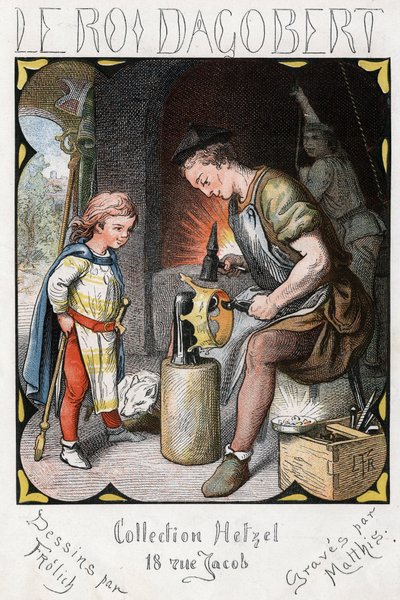 Illustration von Lorenz Frolich (1820-1908) für das Volkslied „Der gute König Dagobert“. Ausgabe J. Hetzel. Um 1880. von Lorens Frolich