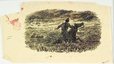 Zwei Reiter, die aus dem Meer reiten von Lorenz Frølich