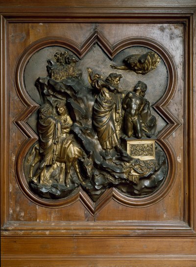 Opferung Isaaks, vergoldetes Bronzereflief von Lorenzo Ghiberti von Lorenzo Ghiberti