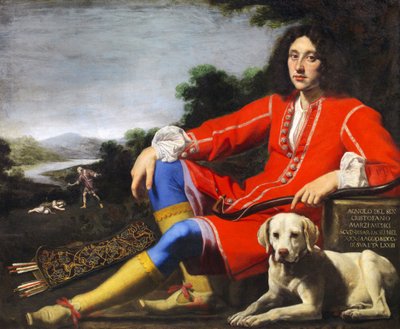 Porträt eines Gentlemans mit Labrador, erste Hälfte des 17. Jahrhunderts von Lorenzo Lippi