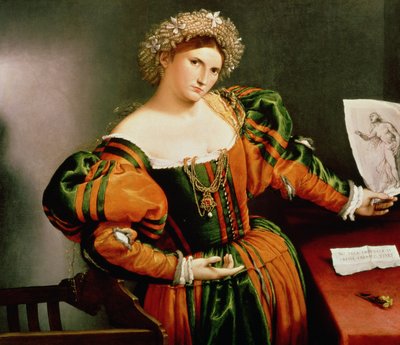 Eine Dame mit einer Zeichnung von Lucretia von Lorenzo Lotto