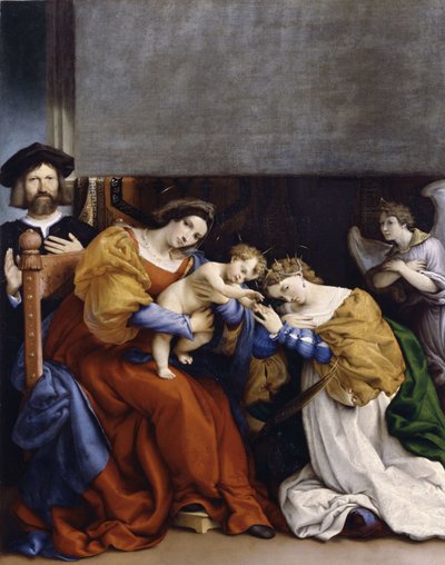 Die mystische Hochzeit der Heiligen Katharina mit dem Stifter Niccolò Bonghi von Lorenzo Lotto