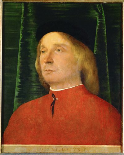 Junger Mann in roter Jacke von Lorenzo Lotto