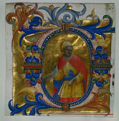 Initiale D[eus in loco] mit einem Propheten, aus einem Graduale ausgeschnitten, 1409-10 von Lorenzo Monaco