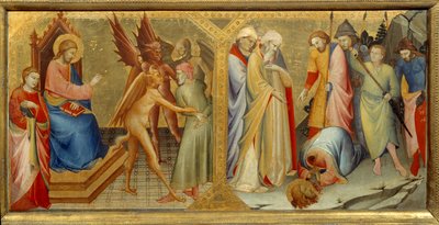 Die Begegnung zwischen dem heiligen Jakobus dem Älteren und Hermogenes von Lorenzo Monaco