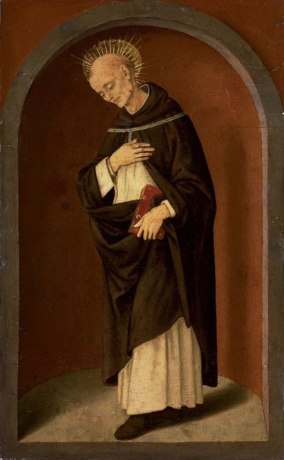 Der heilige Bernardino von Siena in einer skulptierten Nische von Lorenzo di Credi