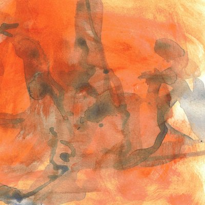 Oranges flüssiges Abstrakt von Lori Ann Folz